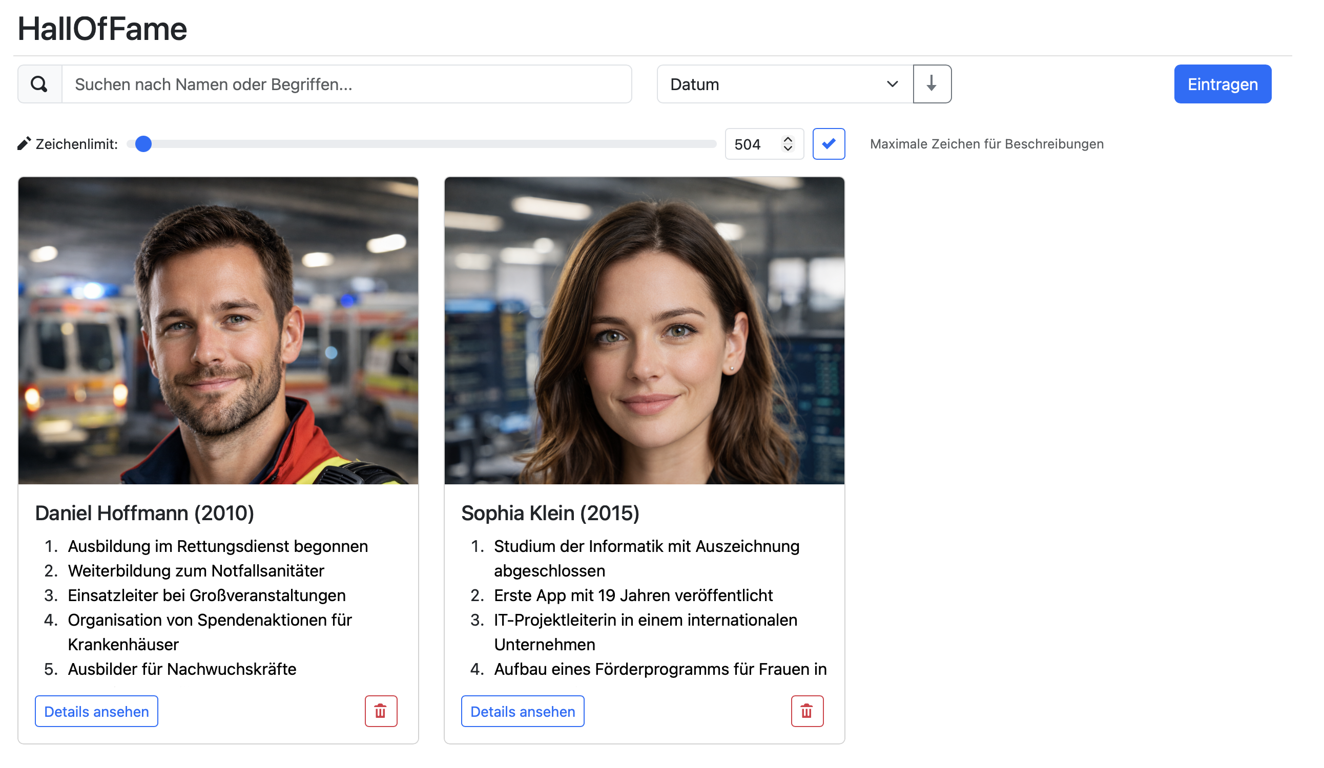 Screenshot HallOfFame